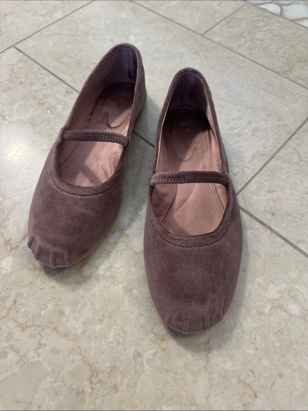 Zara Dusty Mauve Mary Jane Flats